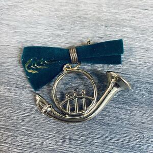 Vintage Plastic French Horn Brooch Pin